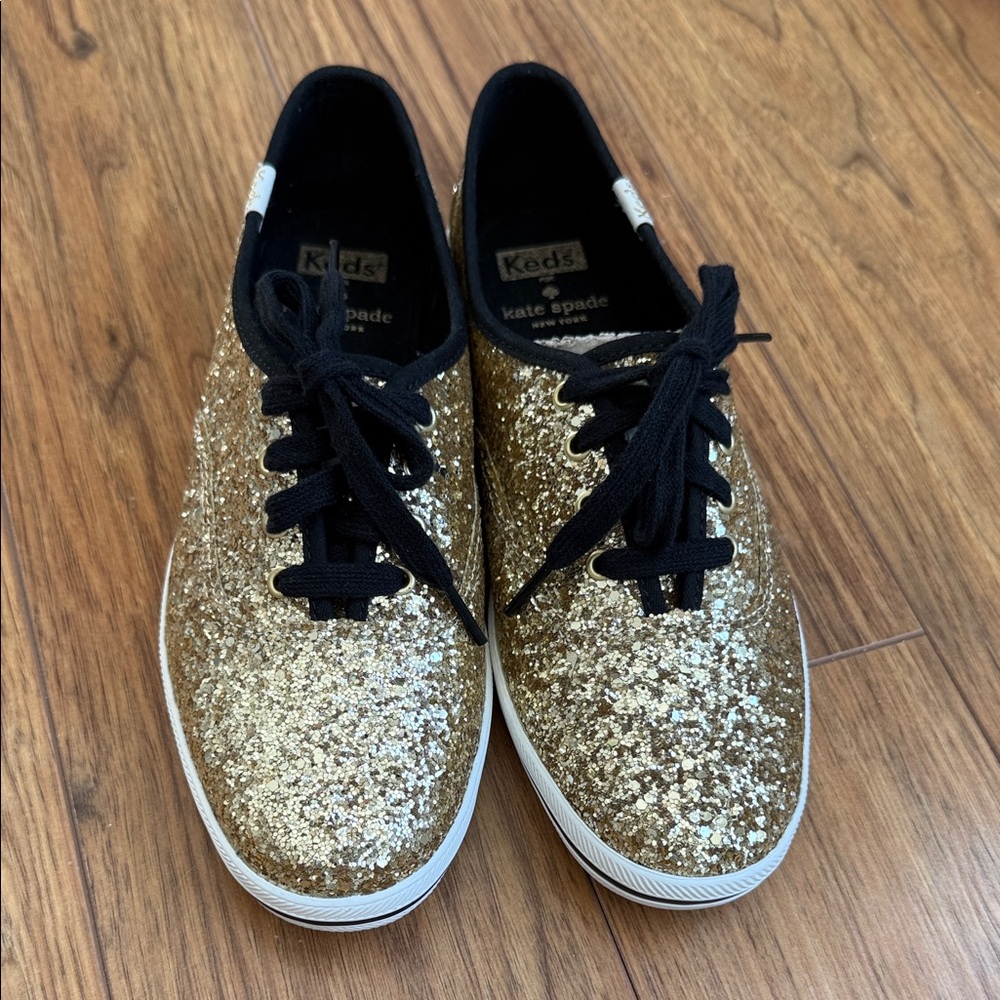 Keds for Kate Spade Gold Glitter size 7  Canvas Sneakers.  EUC
